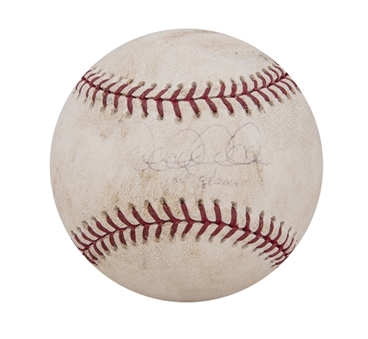 Derek Jeter Game Used, Signed and Inscribed "1st Slam" OML Baseball Used on June 18, 2005 - First Career Grand Slam Game (MLB Authenticated & Steiner)